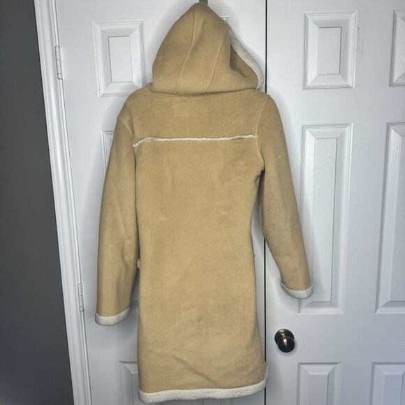 Old Navy Size 16 Sherpa Lined Hooded Coat Tan Faux Shearling Jacket - Picture 5 of 6